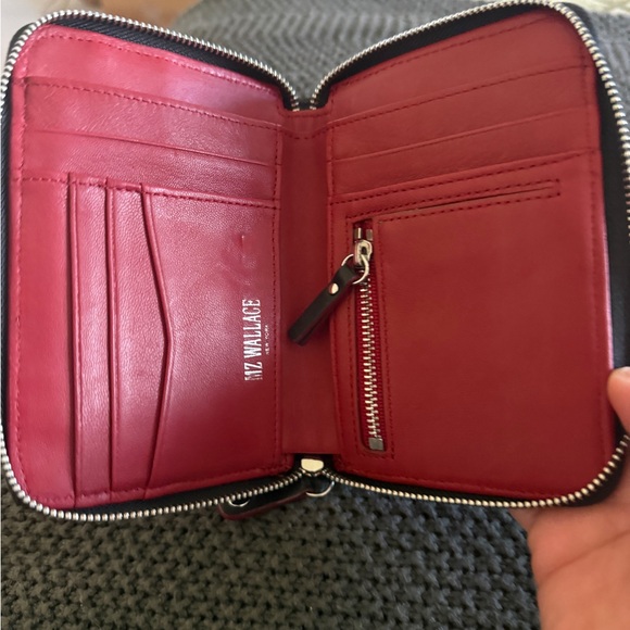 MZ Wallace Quilted Black Wallet with Red Accents Crosby - Picture 4 of 4